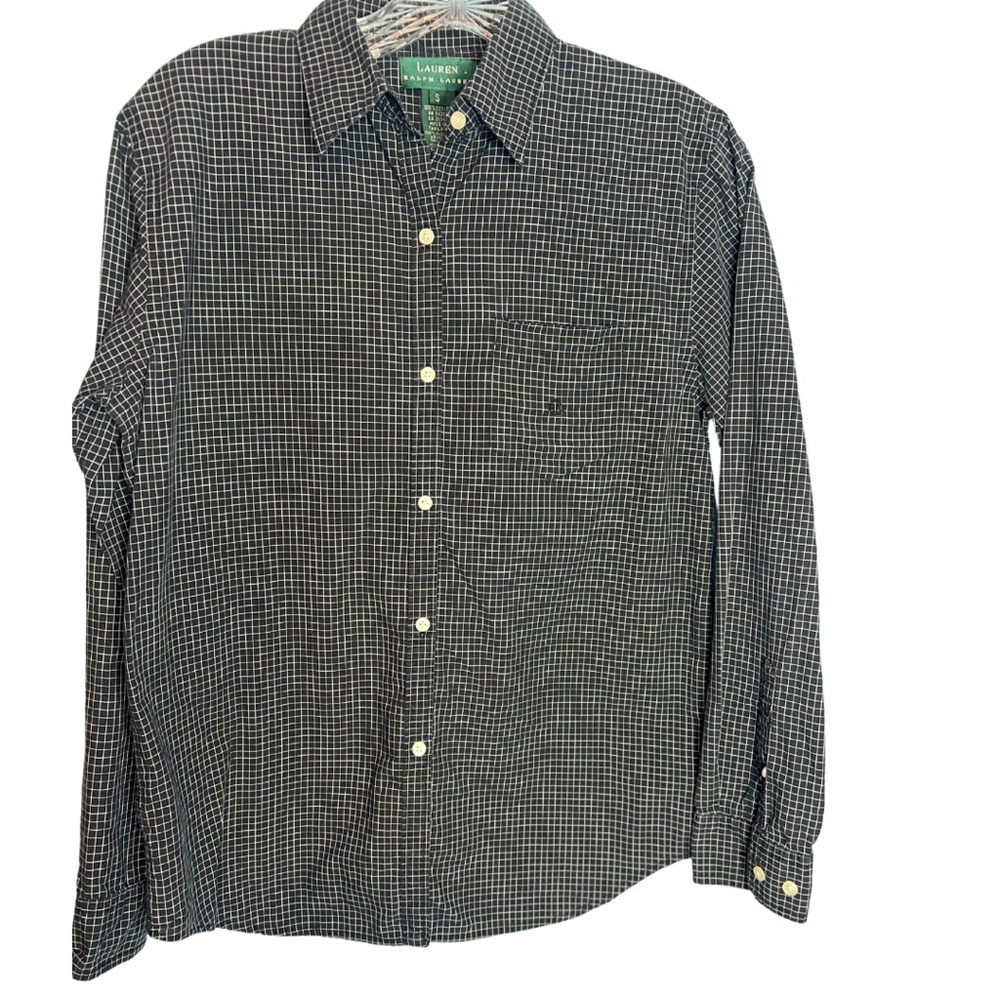 Lauren Ralph Lauren Size S Black and White Checkered Button Down Shirt